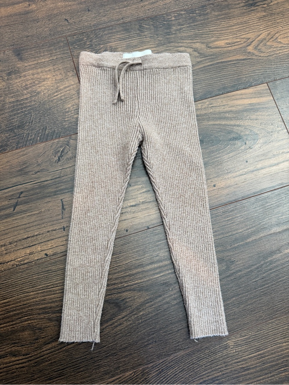 Zara Girls Ribbed Knit Leggings Natural Size 3Y